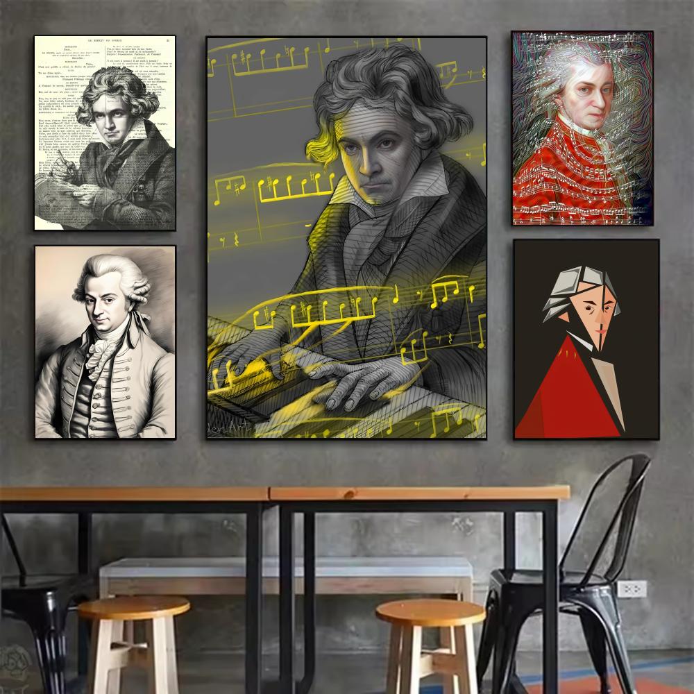 Interior Design With Wallpaper - 클래식 음악 M-모차르트 포스터 미니멀리스트 스타일의
