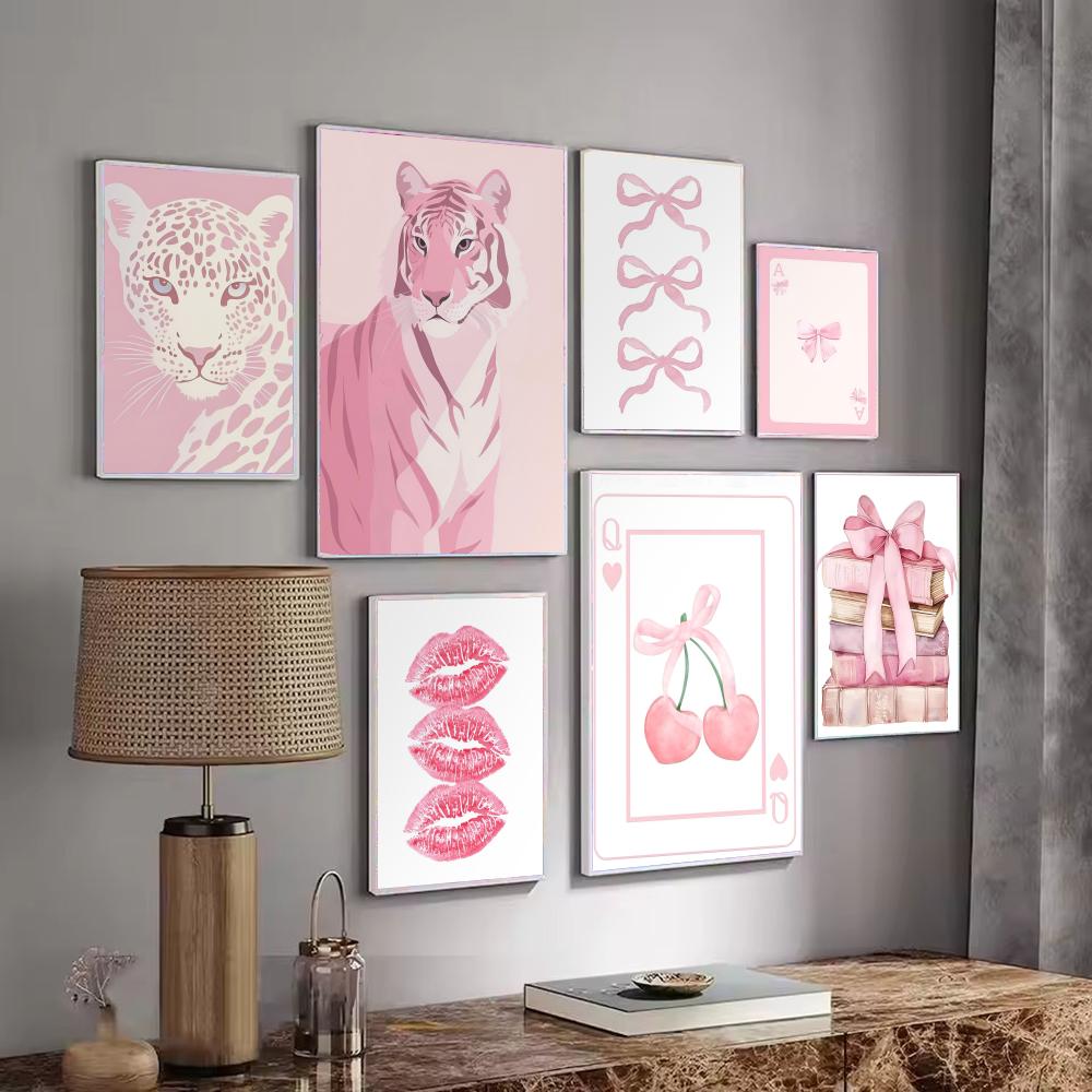 Interior Design With Wallpaper - 핑크 패턴 장식 포스터 미니멀리스트 스타일의
