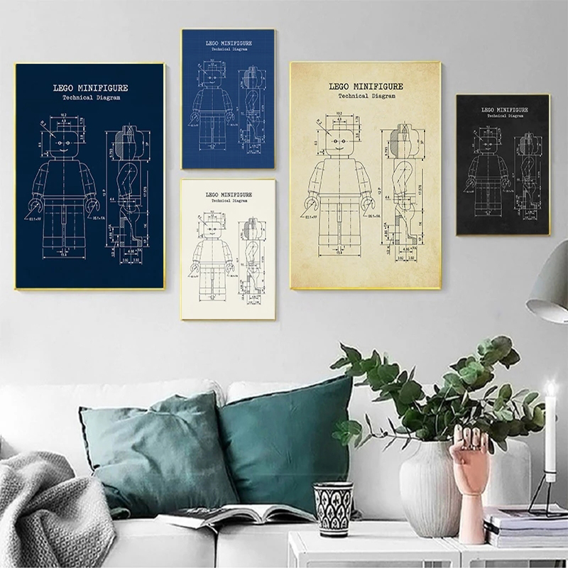 Interior Design Studio - 레고 맨 특허 빈티지 포스터, 레고