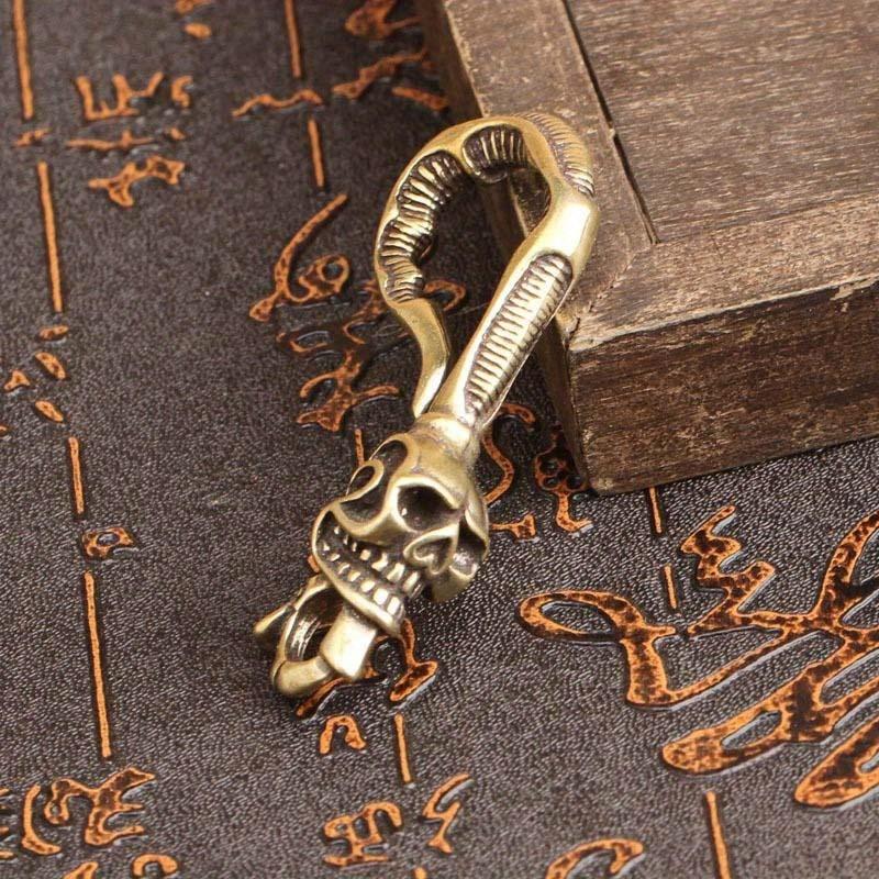Antique Brass Hook - 1개 황동 키체인 해골 모양 허리