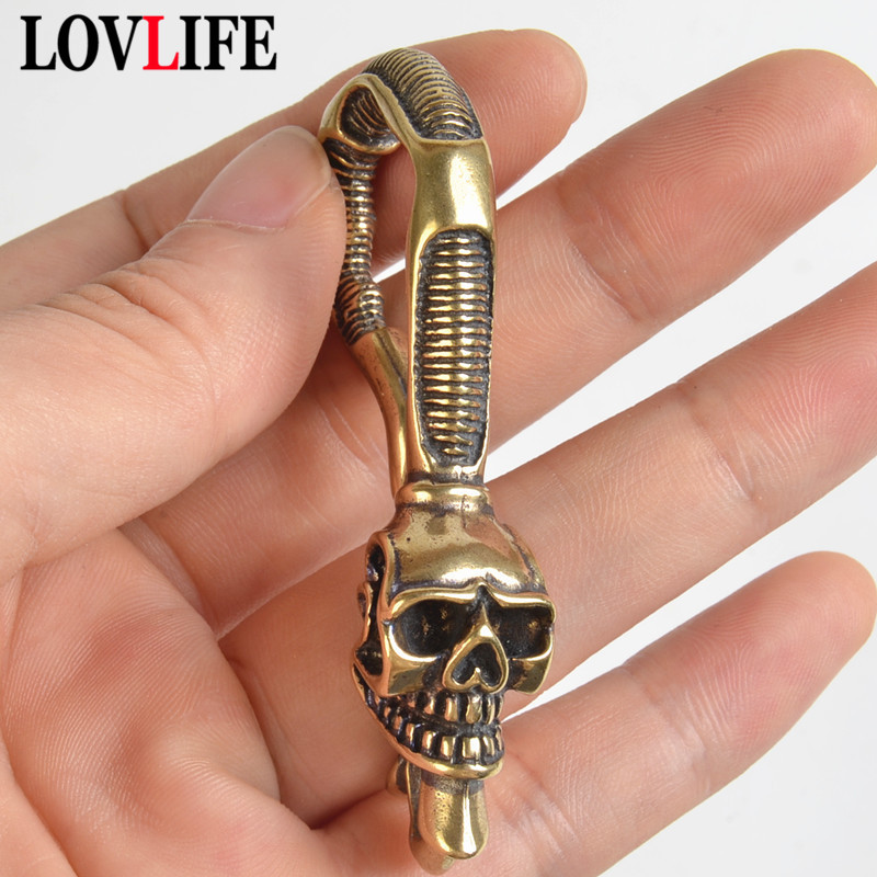 Antique Brass Hook - 황동 키체인 해골 헤드 허리 고리