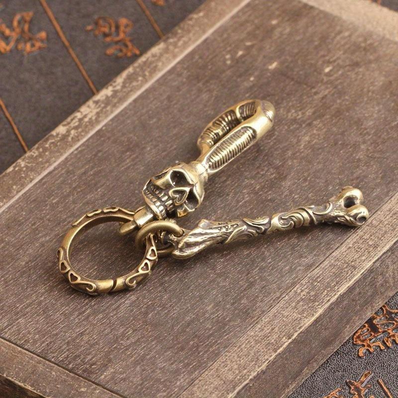 1개 황동 키체인 해골 모양 허리 고리 버클 자동차 키 - Antique Brass Hook 리뷰 및 가격