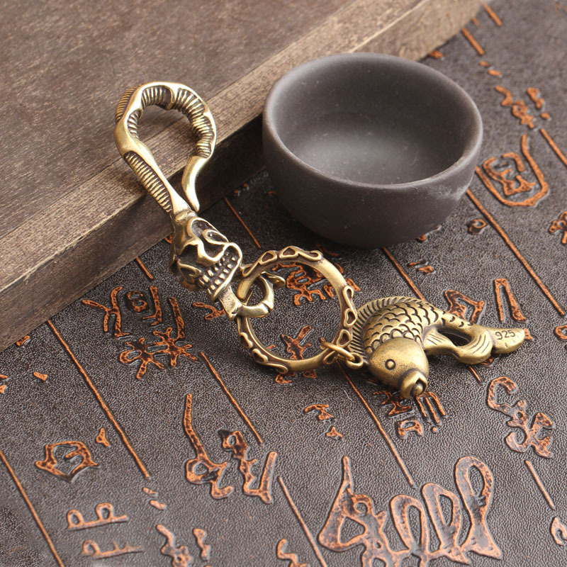 황동 키체인 해골 헤드 허리 고리 버클 열쇠고리 자동차 - Antique Brass Hook 리뷰 및 가격